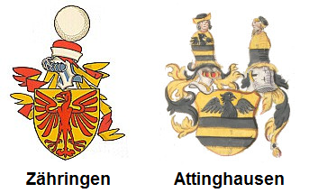 The coats of arms of the Zähringen and Attinghausen family have some similarities: an eagle with his wings extended and tongue out.