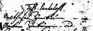Balthasar and Barbara appear to have been in the front row for attendance at Pentecost in 1726. Note her name appears to be written as Zumbrunnenin and she's identified as a widow.